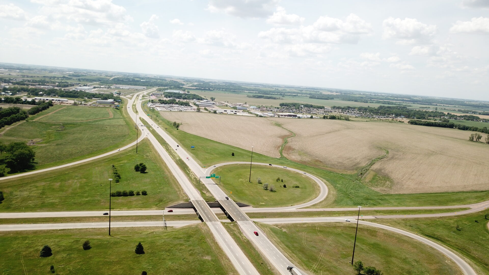 A view of an intersection from above.